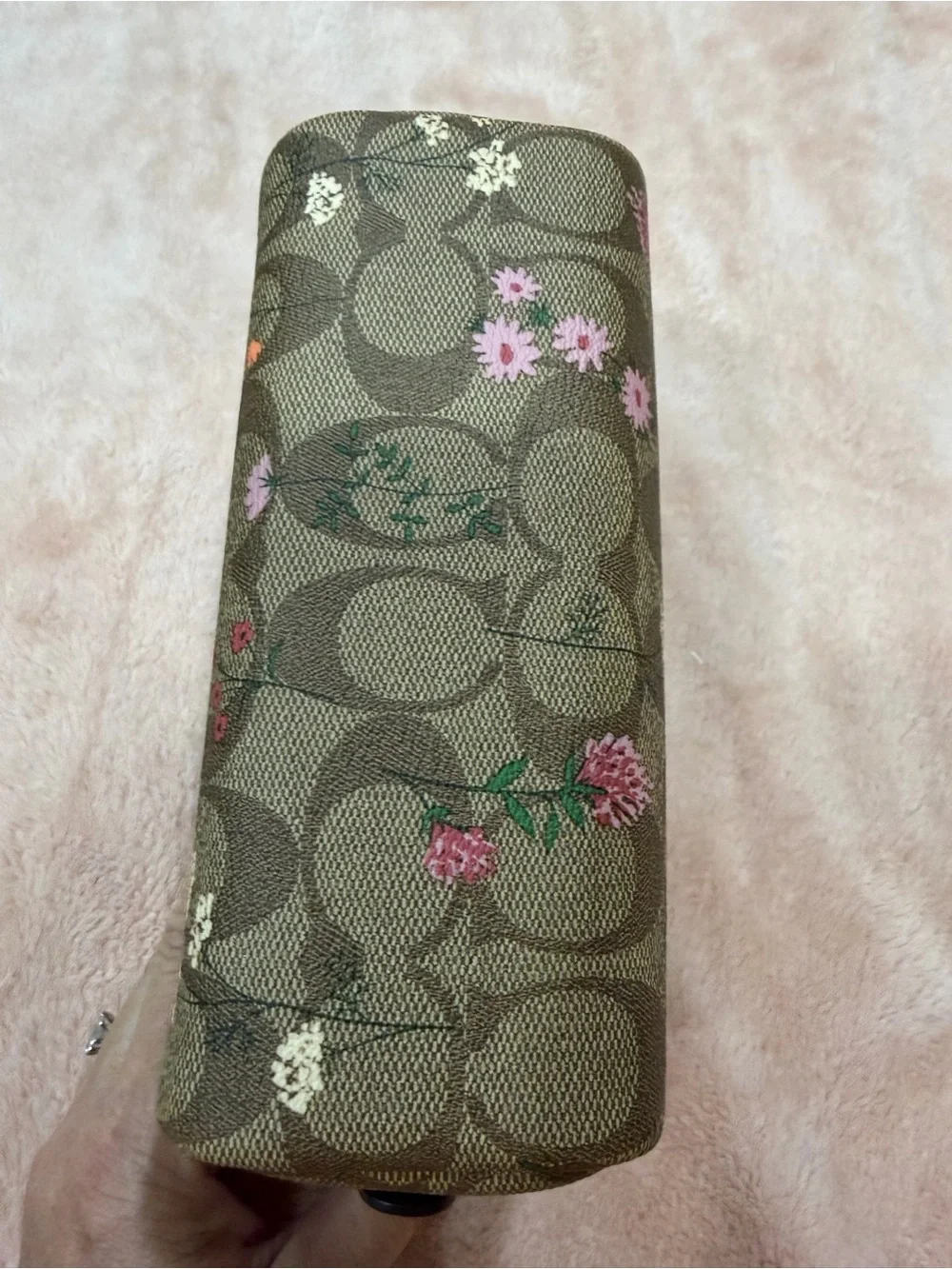 COACH Brown Signature Wildflower Boxy Floral Makeup Cosmetic Pouch